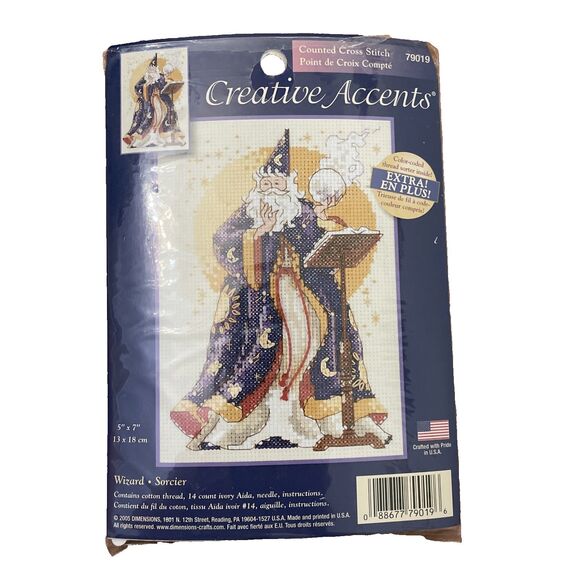 Creative Accents Wizard Sorcier Cross Stitch Kit 5 X 7 2005 Dimensions UNUSED - Picture 1 of 6